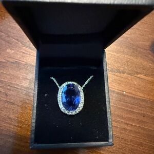 Colleen Lopez Elegant Blue and Silver Pendant Necklace